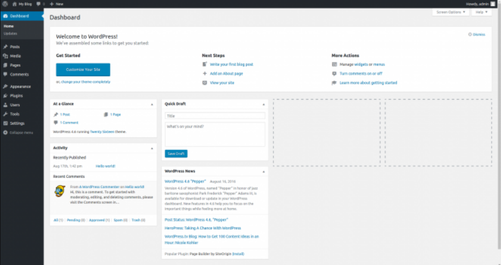 Dashboard WordPress