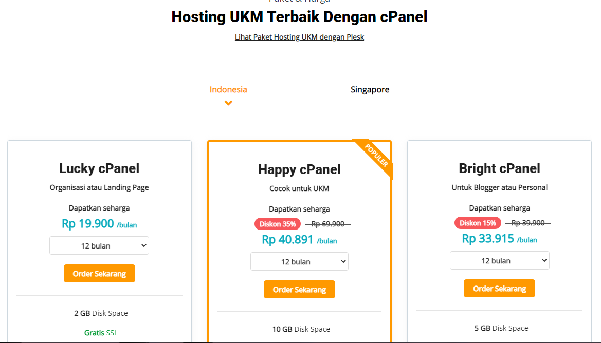 Harga Paket Hosting Hosting UKM Terbaik Dengan cPanel MasterWeb