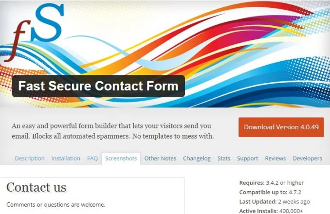 Plugin Fast Secure Contact Form