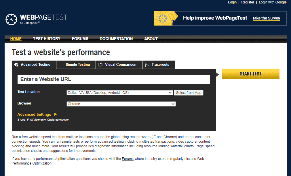 cek kecepatan website